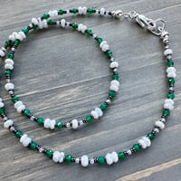 Image 3 of Green and White Gemstone Necklace