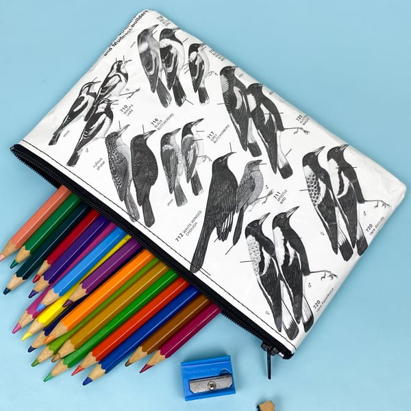 Image of Magpie, Australian Bird Guide Book Page Pencil Case