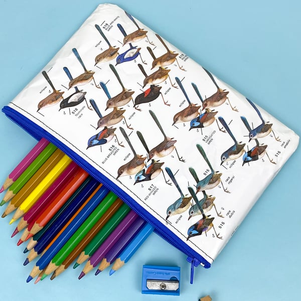 Image of Fairy Wrens, Australian Bird Guide Book Page Pencil Case