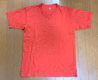 Image 1 of 45 rpm slubby knit red cotton v-neck t-shirt, size3 (M)