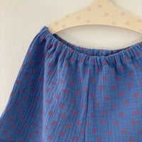 Image 2 of Summer Shorts- blue gauze with pink pattern