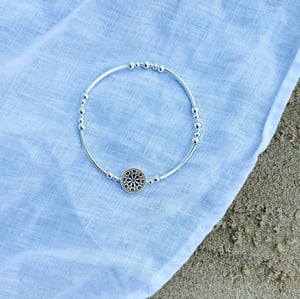 Image of Sterling Silver Flower Bangle Bracelet