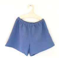 Image 1 of Summer Shorts- blue gauze with pink pattern