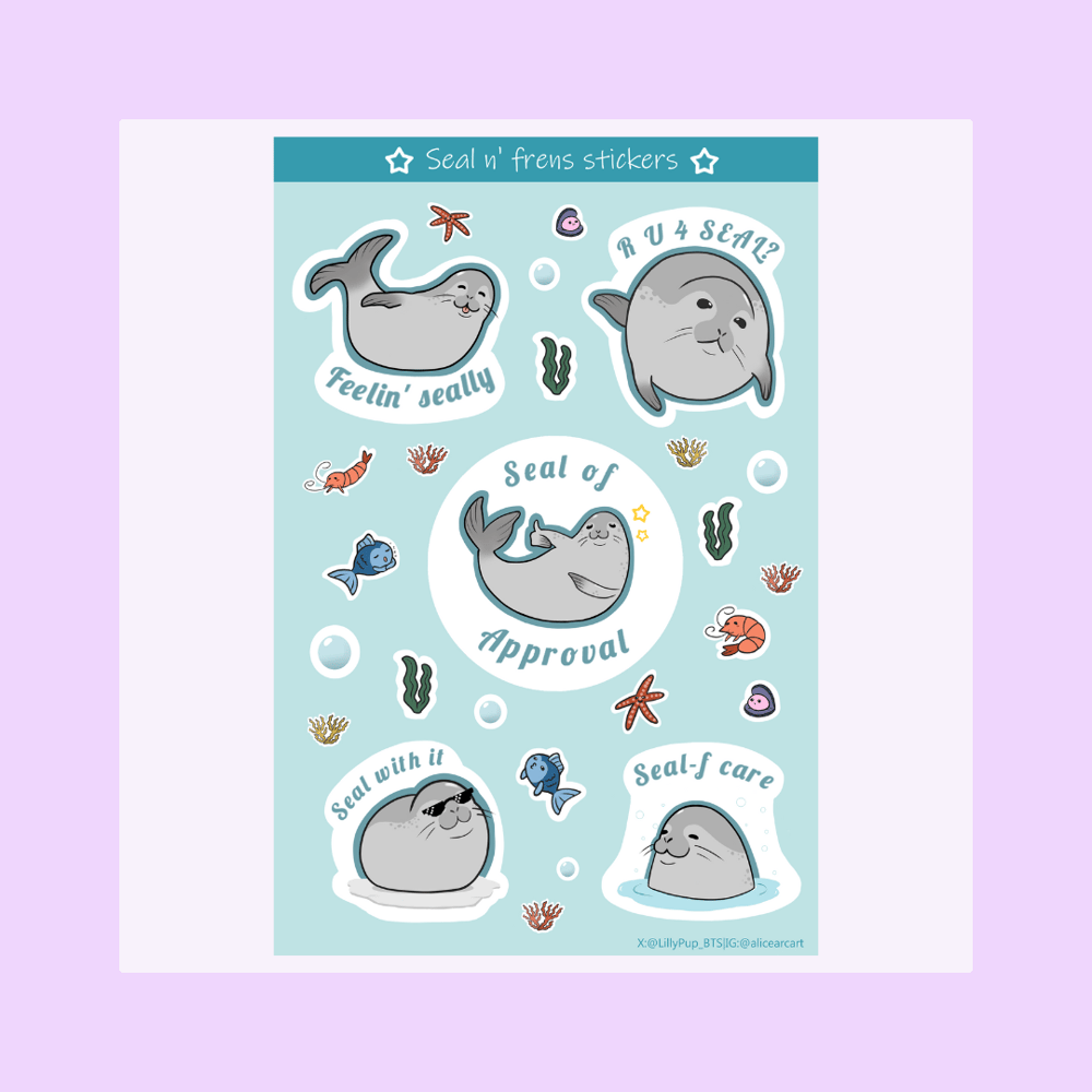 Image of [STICKERS] Seal n' frens sticker sheet