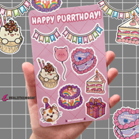 Image 2 of Happy Purrthday Sticker Sheet