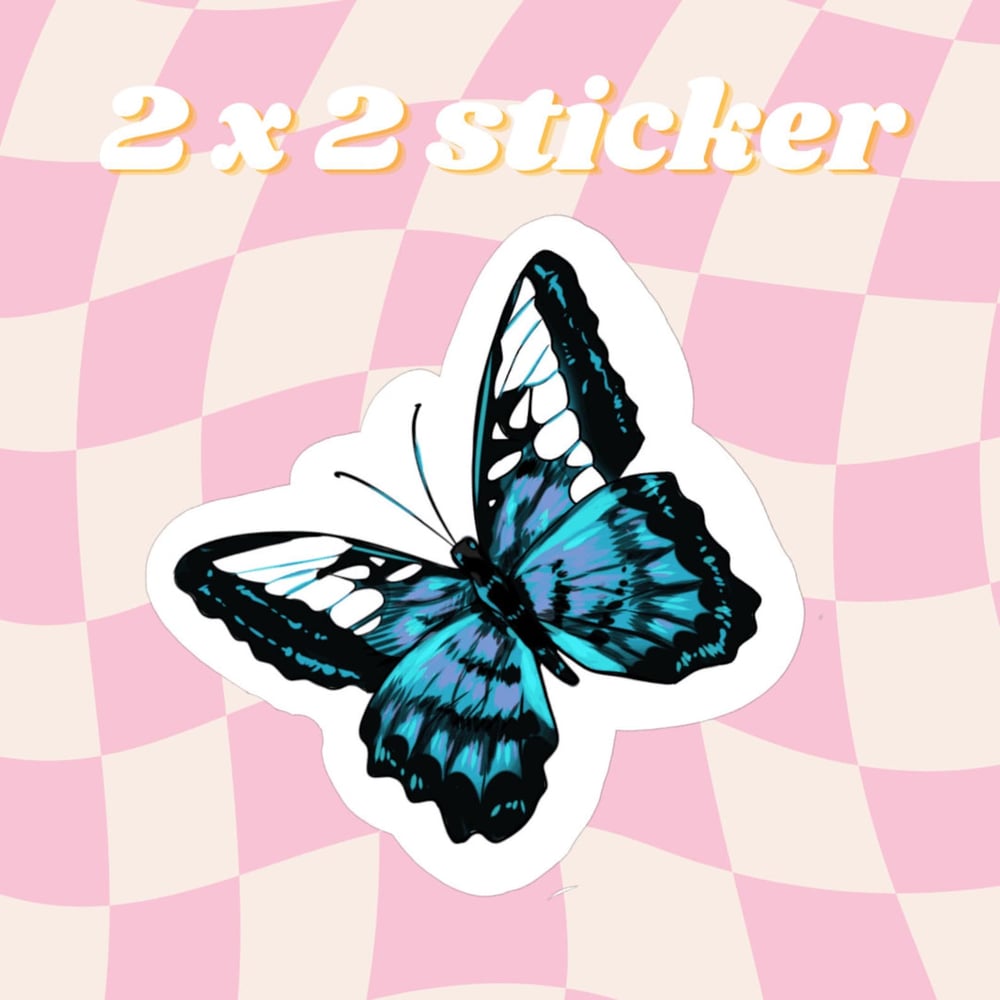 Image of Blue Clipper Butterfly -- 2x2 inches -- Cute Matte Bookish Stickers Monster Fudgers Sticker Bubble B