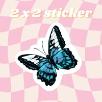 Blue Clipper Butterfly -- 2x2 inches -- Cute Matte Bookish Stickers Monster Fudgers Sticker Bubble B