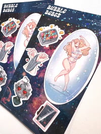 Image 1 of Bubble Babes Sticker Sheet #0001 -- 6.5x3.75 inches -- Cute Bookish Stickers Petra Palerno Sticker S