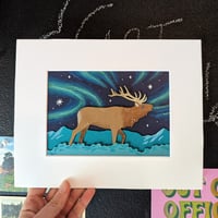 Image 1 of Cut paper aurora elk