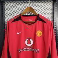 Image 2 of Manchester United Retro 02/04 Long Sleeve Home Jersey