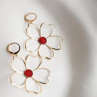 Image 1 of Boucles d'Oreilles NAOLIE - Rouge - Or/Argent
