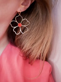 Image 2 of Boucles d'Oreilles NAOLIE - Rouge - Or/Argent