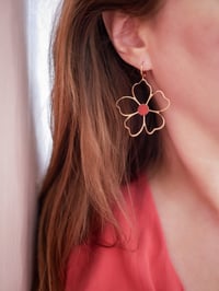 Image 4 of Boucles d'Oreilles NAOLIE - Rouge - Or/Argent