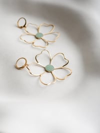 Image 3 of Boucles d'Oreilles NAOLIE - Vert clair - Or/Argent