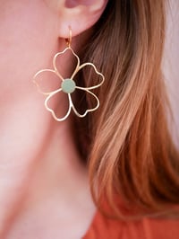Image 4 of Boucles d'Oreilles NAOLIE - Vert clair - Or/Argent