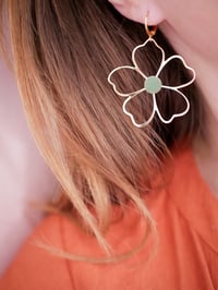 Image 2 of Boucles d'Oreilles NAOLIE - Vert clair - Or/Argent