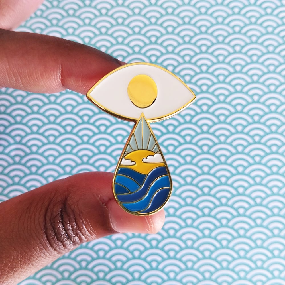 Image of cry me an ocean enamel pin