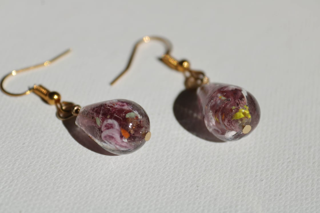 Image of pink rose swirl earrings