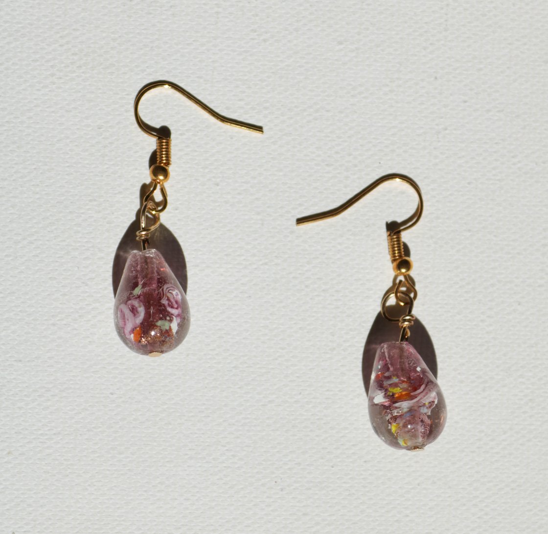 Image of pink rose swirl earrings