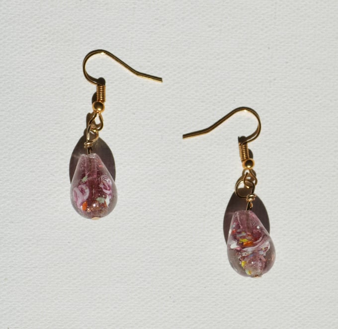 Image of pink rose swirl earrings