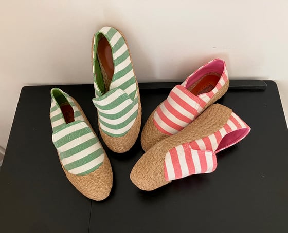 Image of Classic Espadrilles - Green Stripes