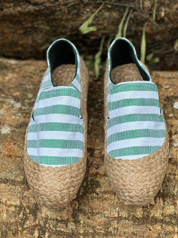 Image of Classic Espadrilles - Green Stripes