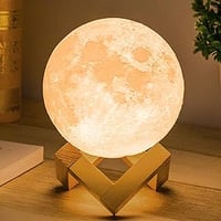8cm Moon Lamp LED Night Light Battery Powered With Stand Starry Lamp Bedroom Decor Night Lights 