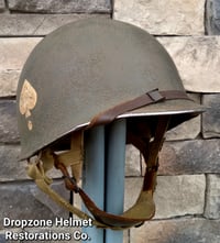 Image 1 of WWII M2 D-bale 101st Airborne 506th 2nd Bn. PIR Helmet NCO Front Seam Firestone Paratrooper Liner.