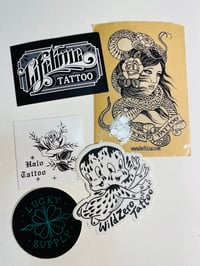 Image 1 of Lot of Tattoo Stickers: Shops from Germany, US Parlors, mixed bunch vintage-ke