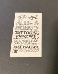 Image 2 of Mike Malone’s Business Card: Rollo Aloha Monkey Tattooo vtg