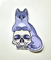 Image 2 of Cat with Skull Sticker