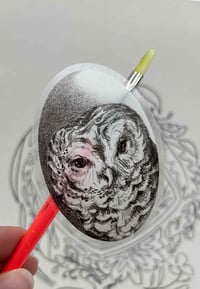 Image 2 of Night Owl Sticker set – Cute oval owl sticker with pin