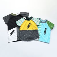 Image 2 of cicada gold stars stripe 3T patchwork mix toddler all gender sleeve short tee top shirt boys