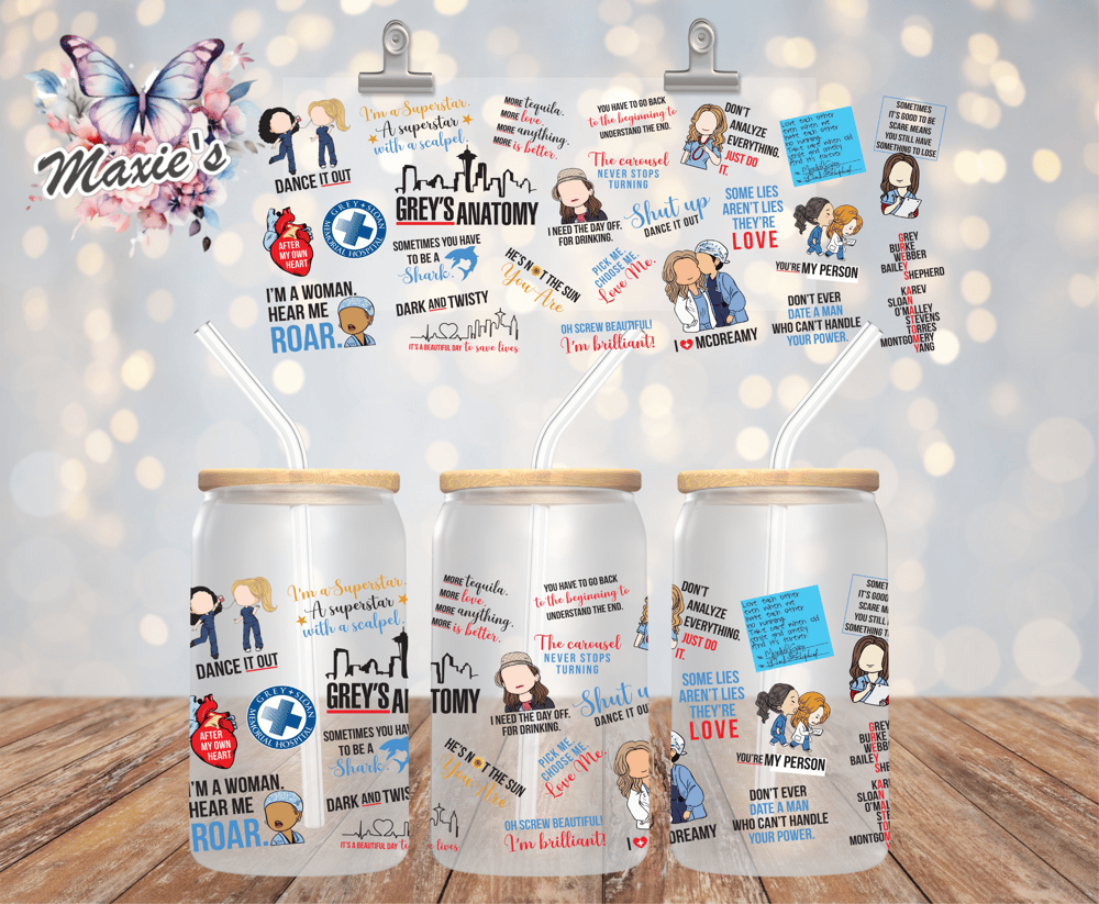 Image of ✨️Double-sided✨️ Grey's Anatomy Graphic Design 16oz. UVDTF Cup Wrap 