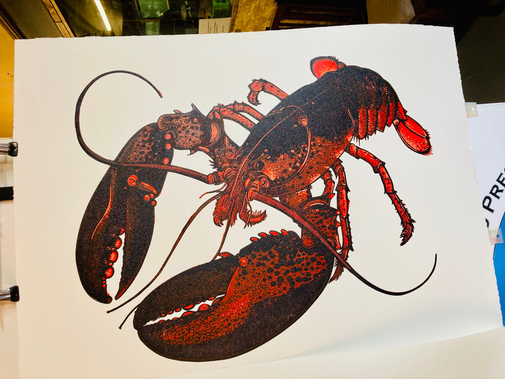 Lobster linocut print - 8 colours