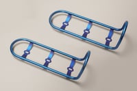 Image 1 of Paire de cages de fourche titane / finition poli + anodisation bleu