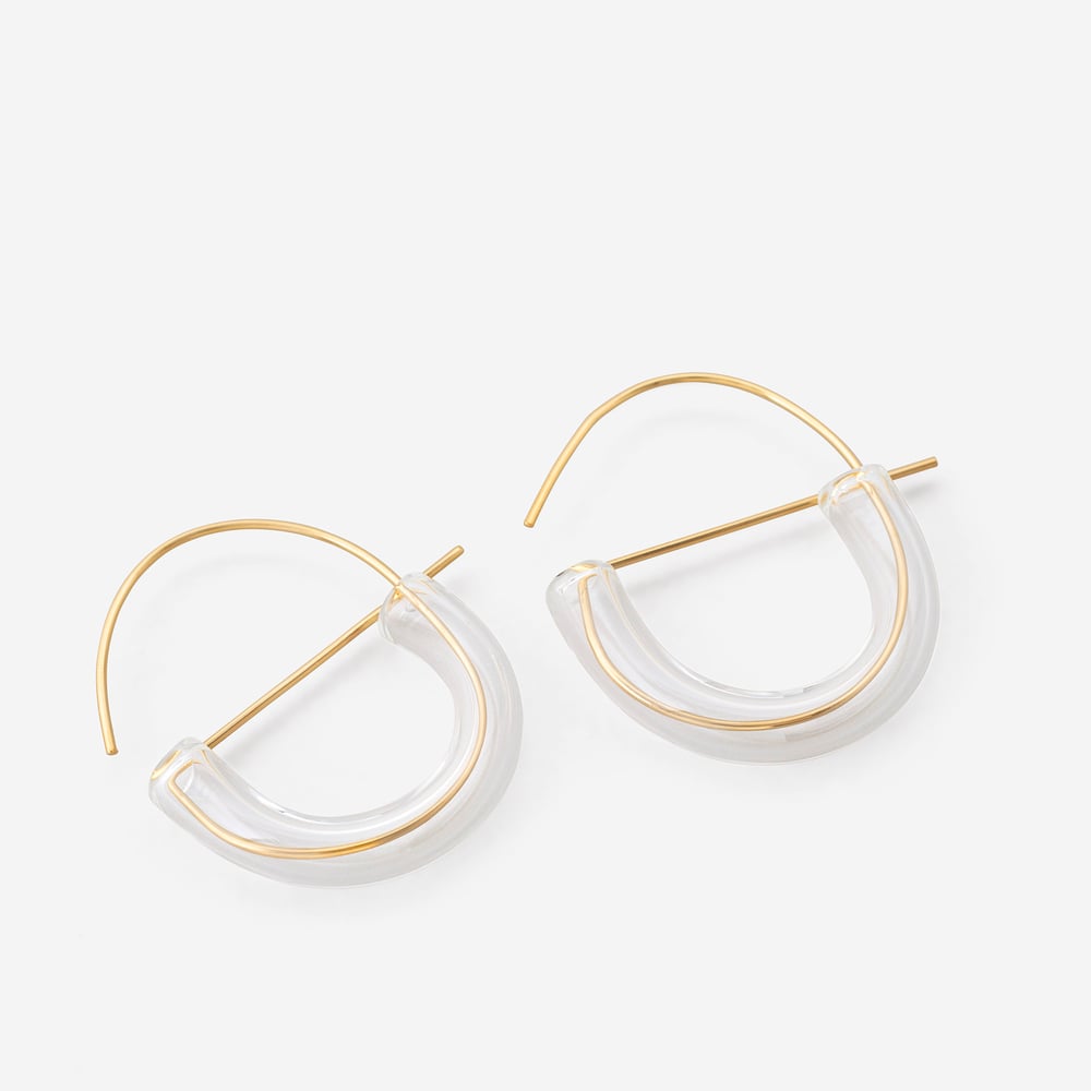 Image of Geometric earrings with half hoop glass