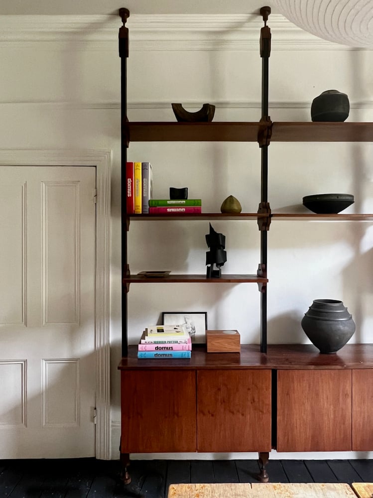 Image of Italian Floor to Ceiling Shelving Unit, Three Bays, 1970s