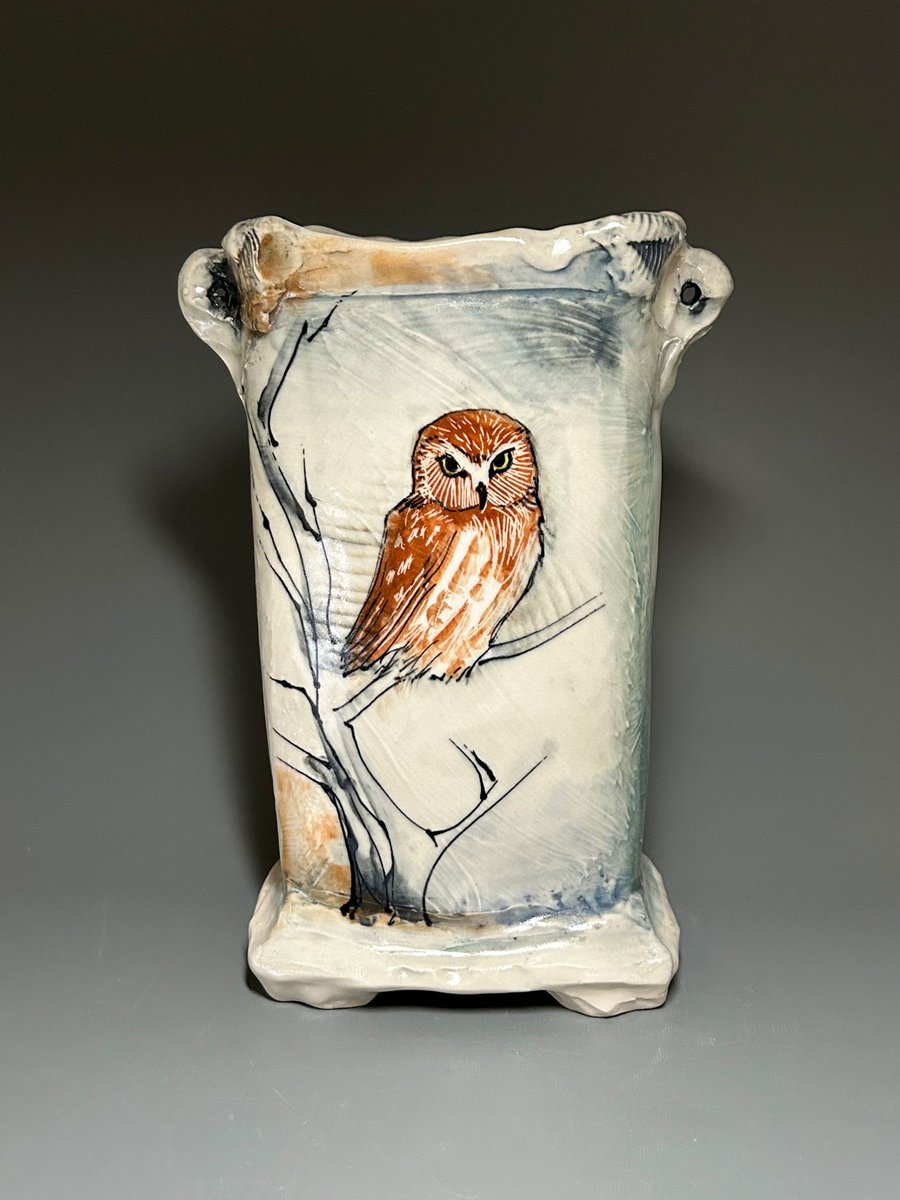 Image of Owls Vase- Laurie Shaman