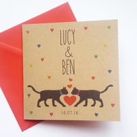 Image 1 of Personalised Cat Wedding Card - Names and Date
