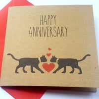 Image 2 of Black Cat Anniversary Card - Happy Anniversary