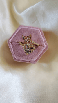 Image 1 of Butterfly and Rose St. Micheal Archangel Adjustable Rings