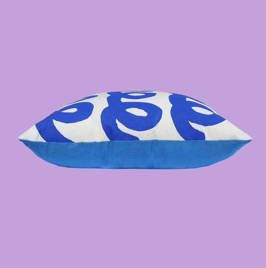 Image of SQUIGGLE CUSHION - BLUE