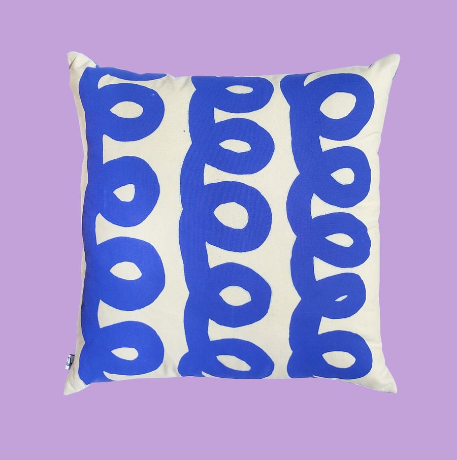 Image of SQUIGGLE CUSHION - BLUE