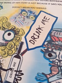 Image 3 of Crazy Alice In Wonderland & Rabbit 'Drink Me' Custom Wall Art, Ooak Custom-made 