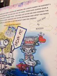Image 4 of Crazy Alice In Wonderland & Rabbit 'Drink Me' Custom Wall Art, Ooak Custom-made 