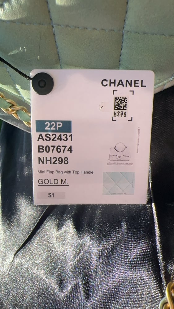 Image of NWT Chanel Mini Rectangular Flap Bag with Top Handle  Green Ombré Lambskin 