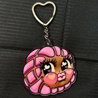 Pink concha kewpie keychain