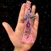 Image 2 of NEW! Cow babe abduction keychain