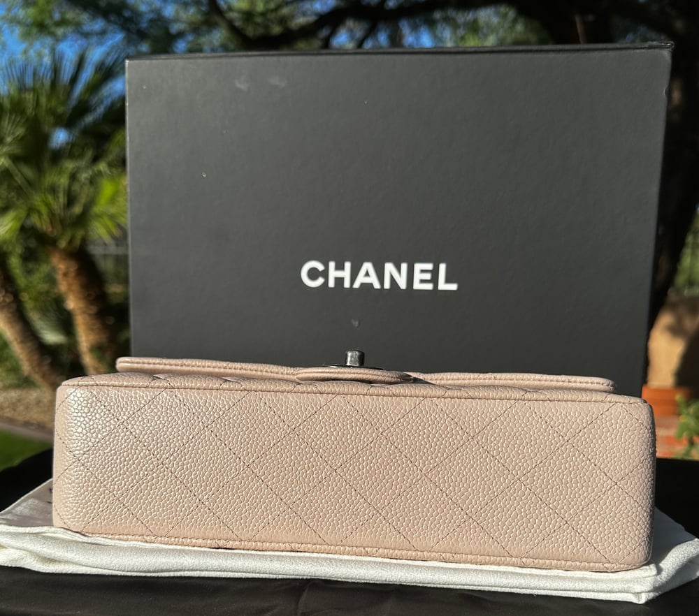 Image of Chanel Pale Pink Caviar Leather Medium Double Flap Bag